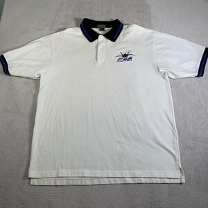 Vintage F22 Raptor Polo Shirt Mens 2XL White Navy Ash City Embroidered Military
